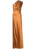 Michelle Mason silk asymmetrical gathered gown - Brown