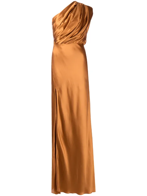 Michelle mason draped one shoulder gown sale