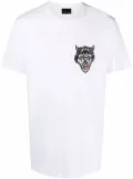 Billionaire Wolf-embroidered short-sleeve T-shirt - White