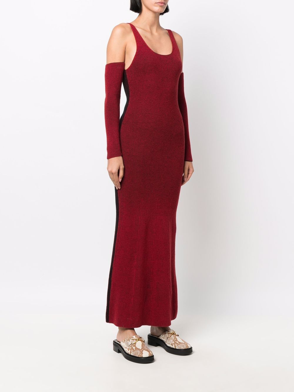 Ami Amalia Two-tone Knitted Dress In Red | ModeSens