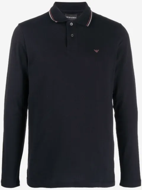 Emporio Armani longsleeved logo-print polo shirt