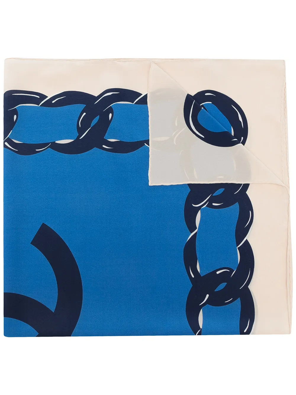 Pre-owned Chanel 1990s Cc Logo Print Silk Scarf In 蓝色