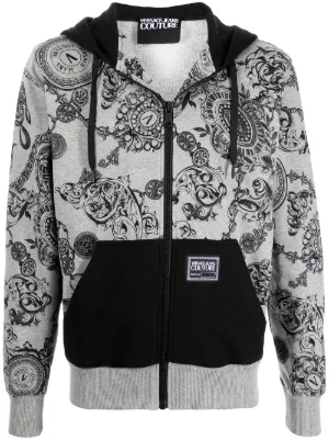 versace jeans couture zip moletom com capuz