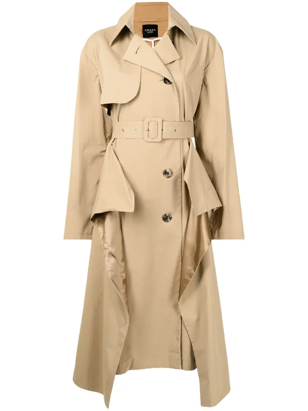 A W K E Mode Belted Flap Detail Trench Coat With Express Delivery Farfetch A W K E Mode Belted Flap Detail, Why Do Trench Coats Have Shoulder Flaps