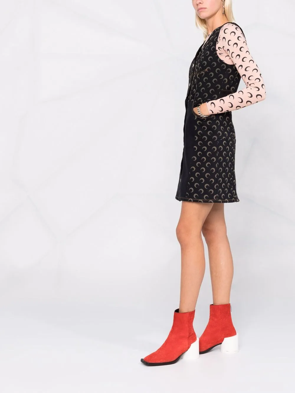 фото Marine serre джинсовое платье мини с принтом moon