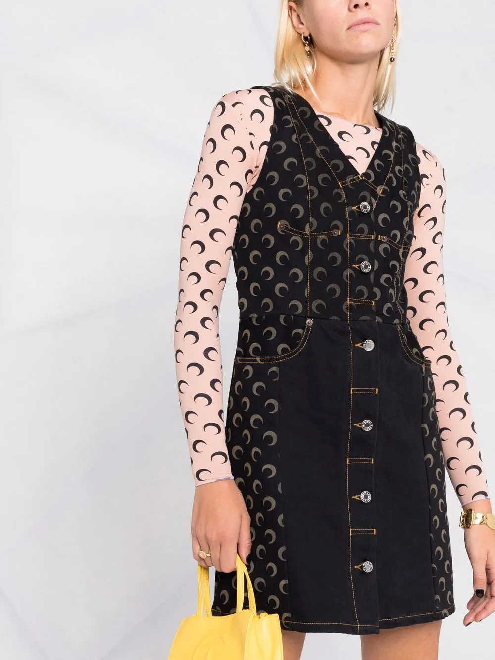 фото Marine serre джинсовое платье мини с принтом moon