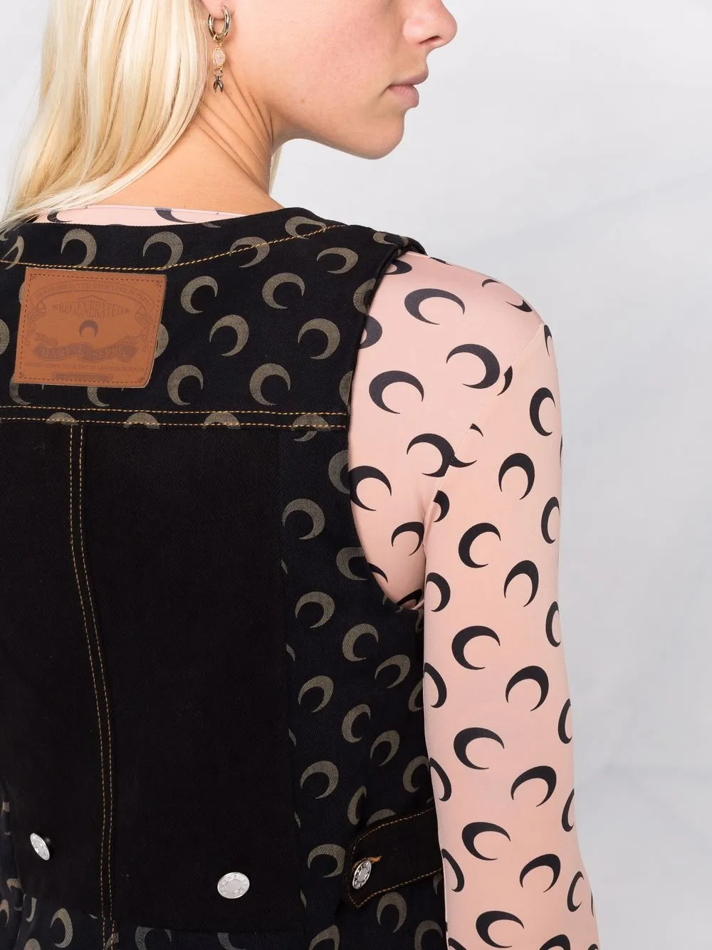 фото Marine serre джинсовое платье мини с принтом moon