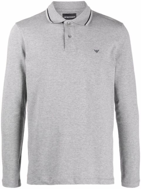 Emporio Armani longsleeved logo-print polo shirt Men