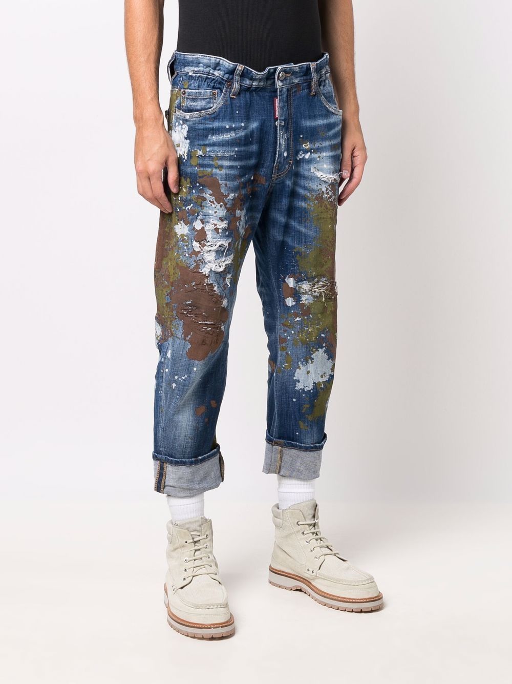 Dsquared2 paint-splatter Cropped Jeans - Farfetch