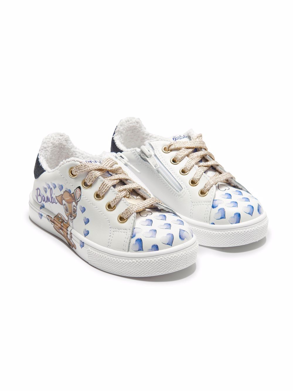 

Monnalisa heart-print lace-up trainers - White