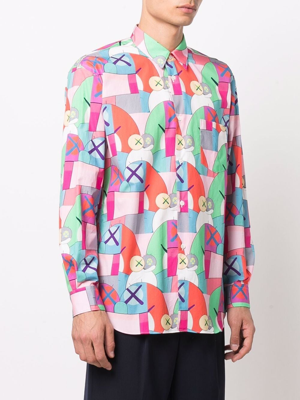 Shop Comme Des Garçons Shirt Graphic-print Cotton Shirt In 粉色