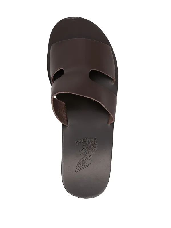 Ancient Greek Sandals double-strap Leather Sandals | Black