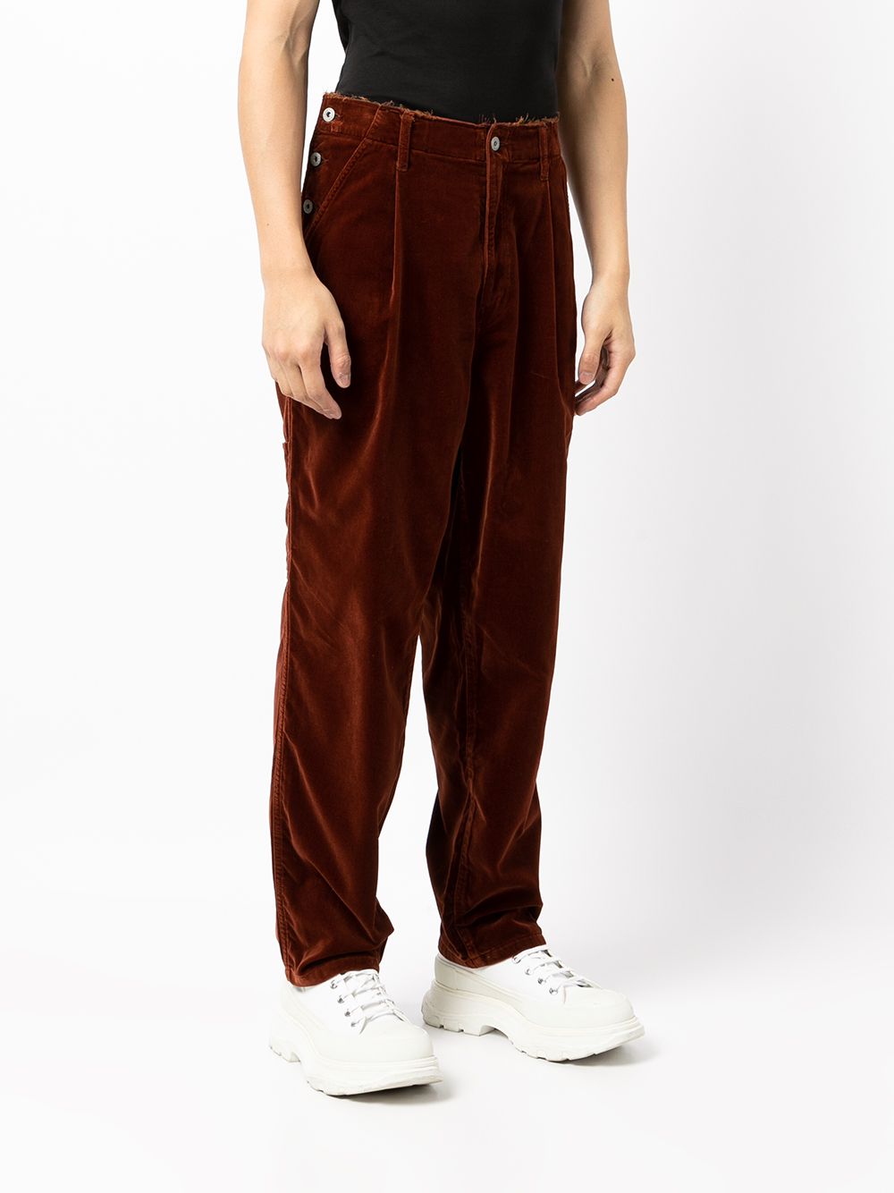 Shop Doublet Pleat Detailing Side-buttoned Trousers In Brown