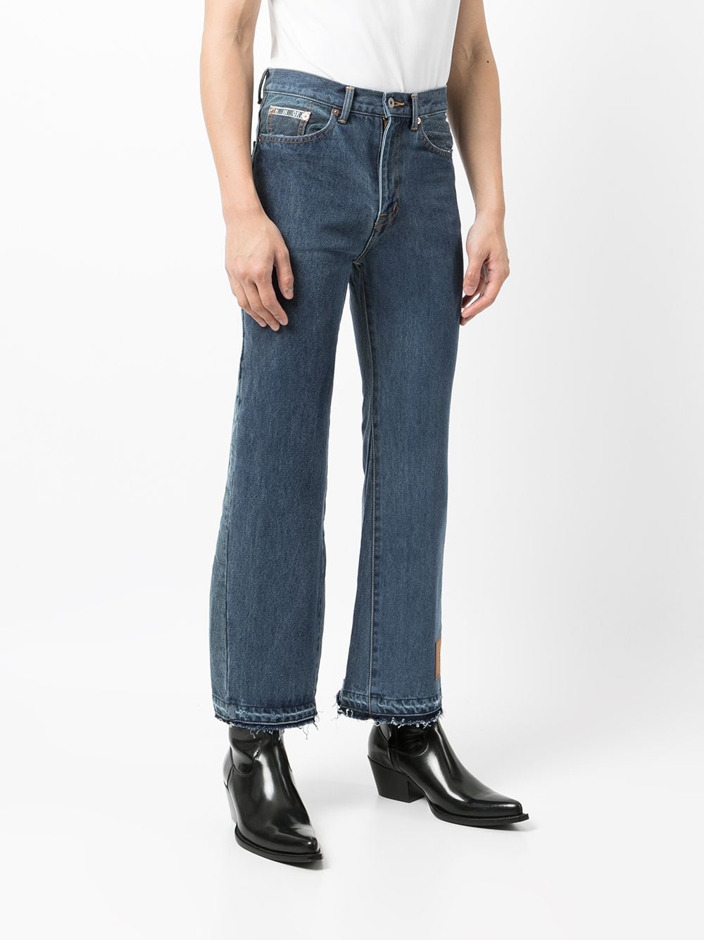 Shop Doublet Bootcut Cropped Jeans In Blue