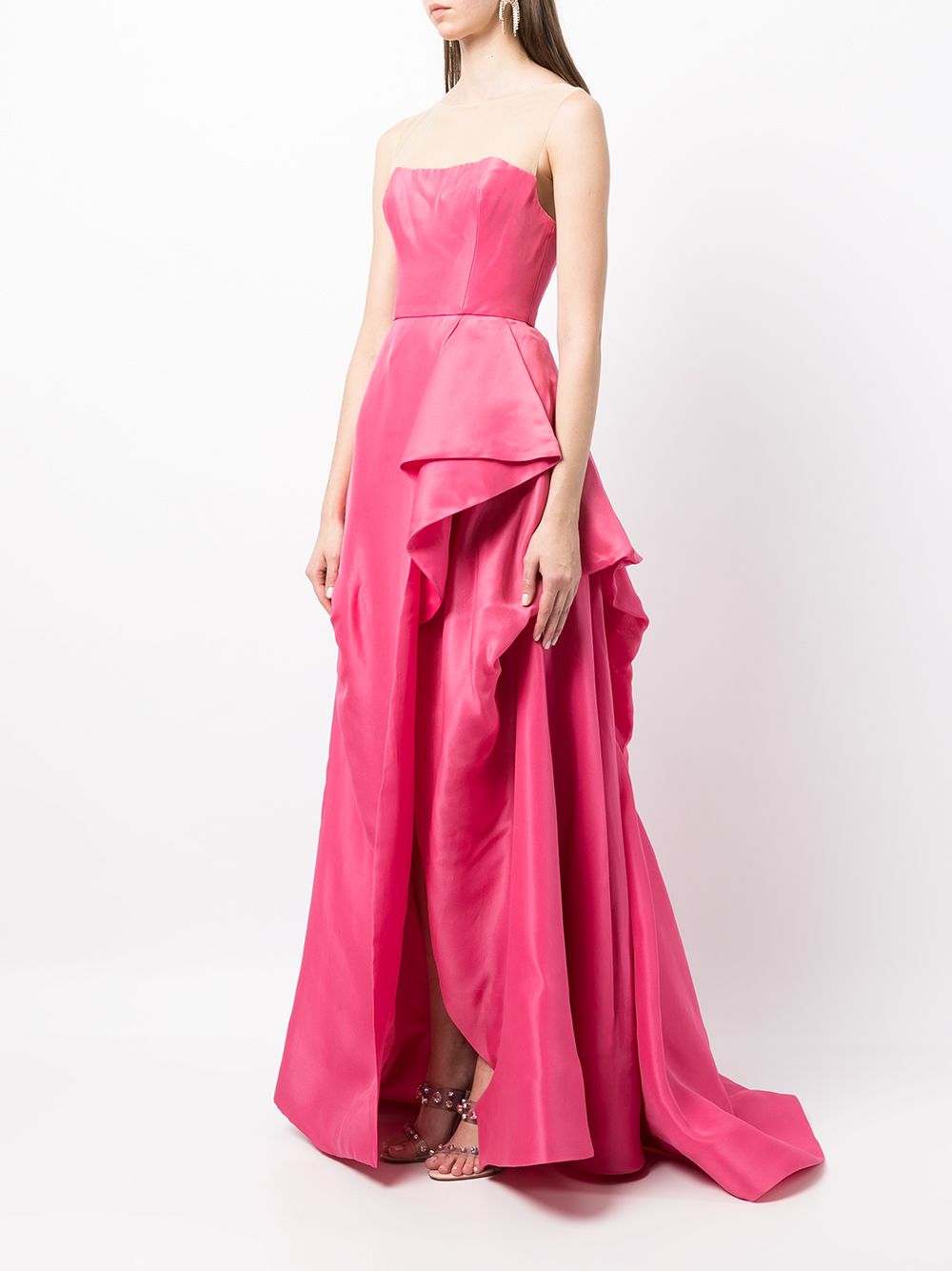 фото Monique lhuillier illusion-neckline silk gown