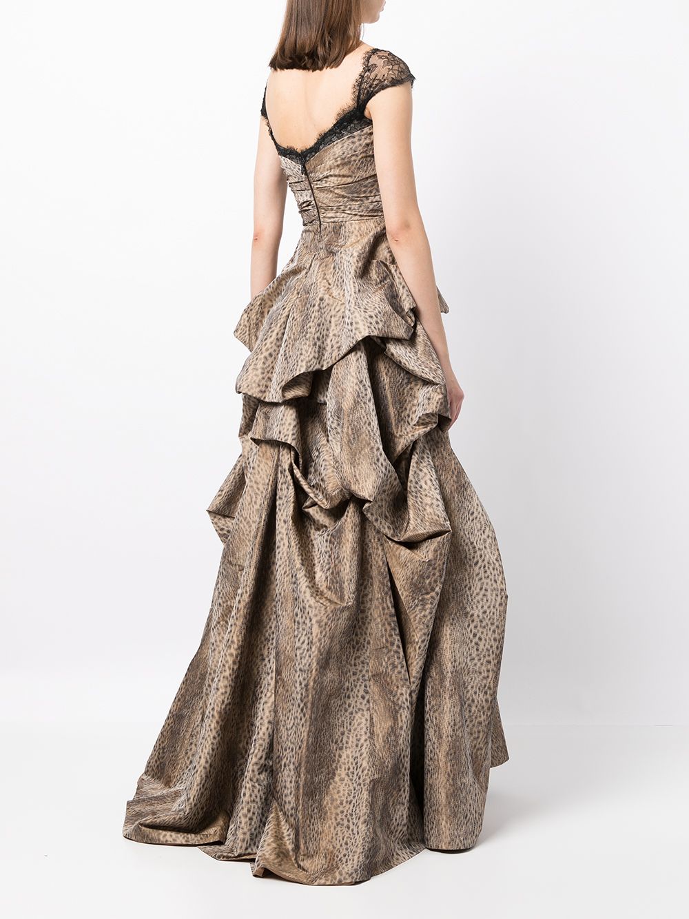 фото Monique lhuillier cheetah-print draped gown