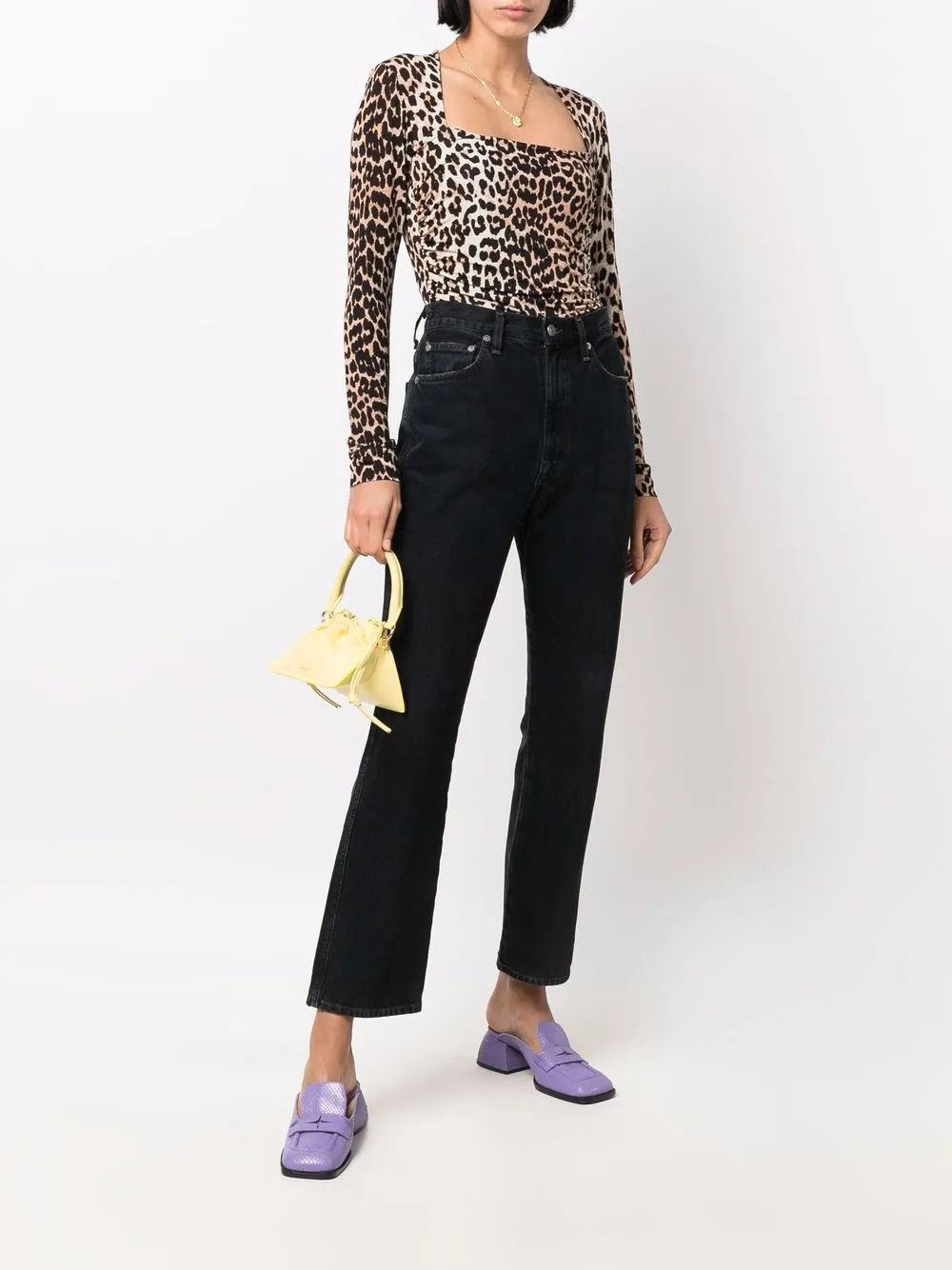 GANNI leopard-print rayon bodysuit - FARFETCH