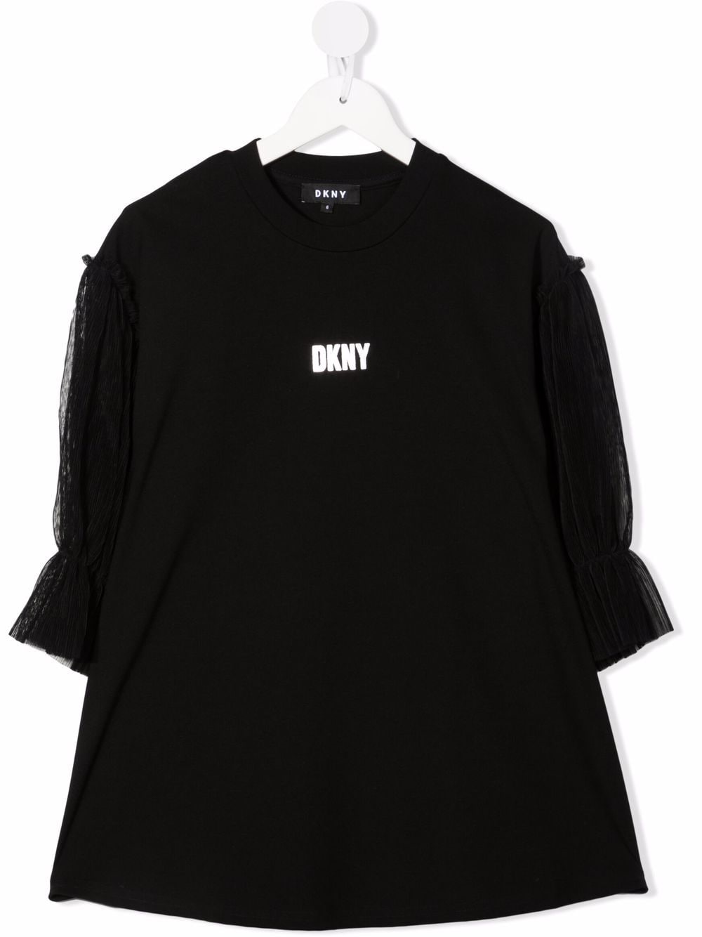 фото Dkny kids платье с логотипом и кружевными рукавами