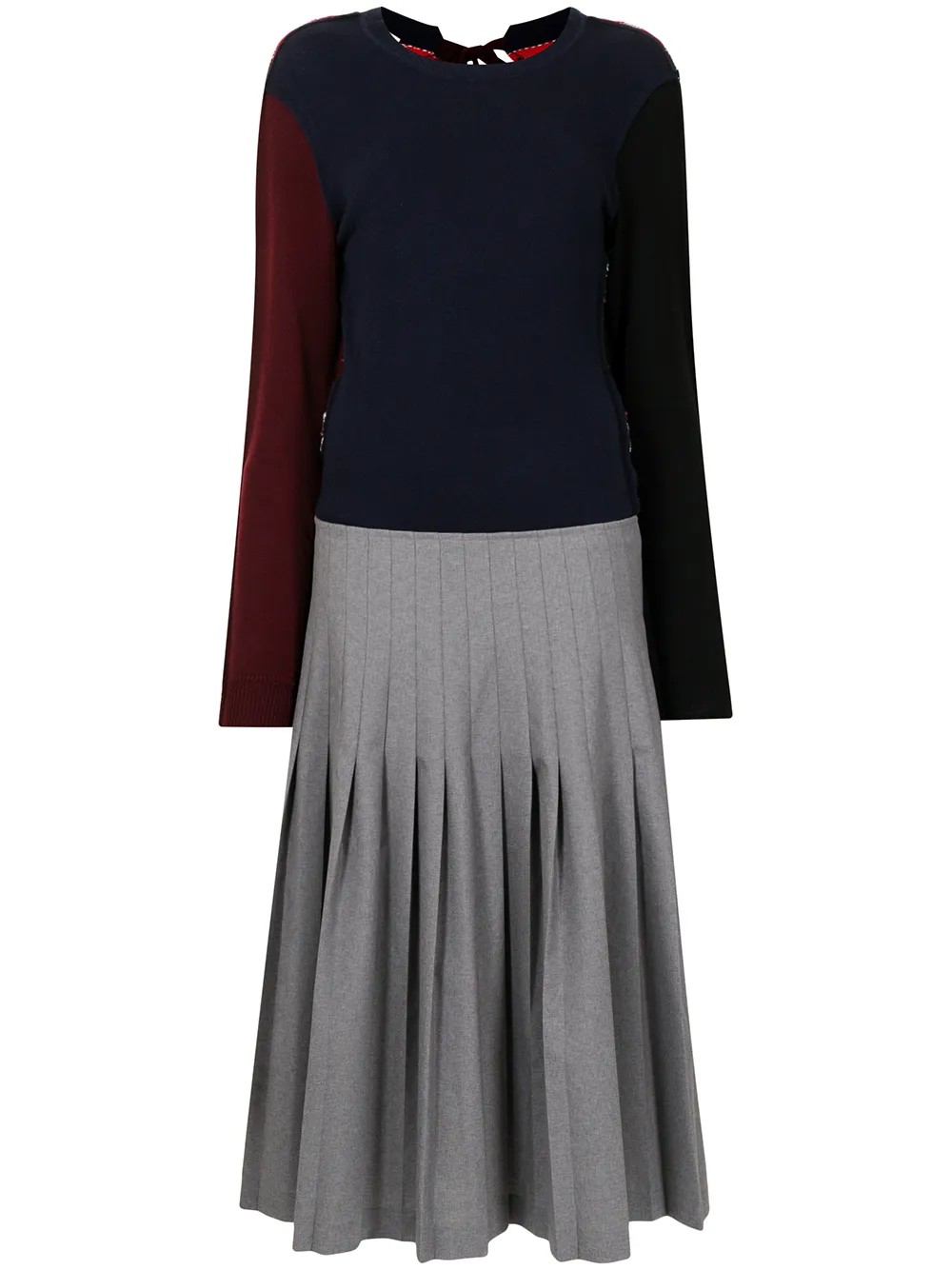 Colorblock pleated midi sales dress