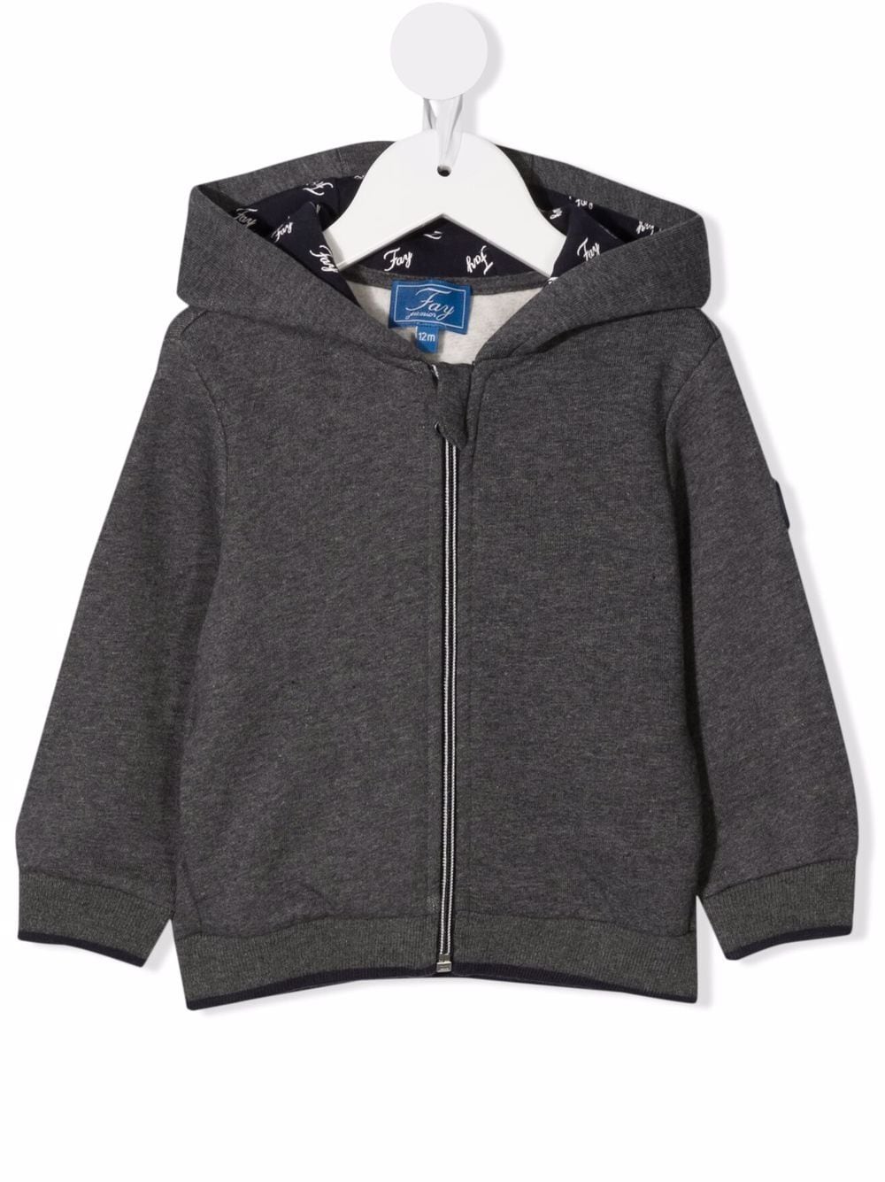 Fay Babies' Logo Patch Cotton Hoodie In Grey