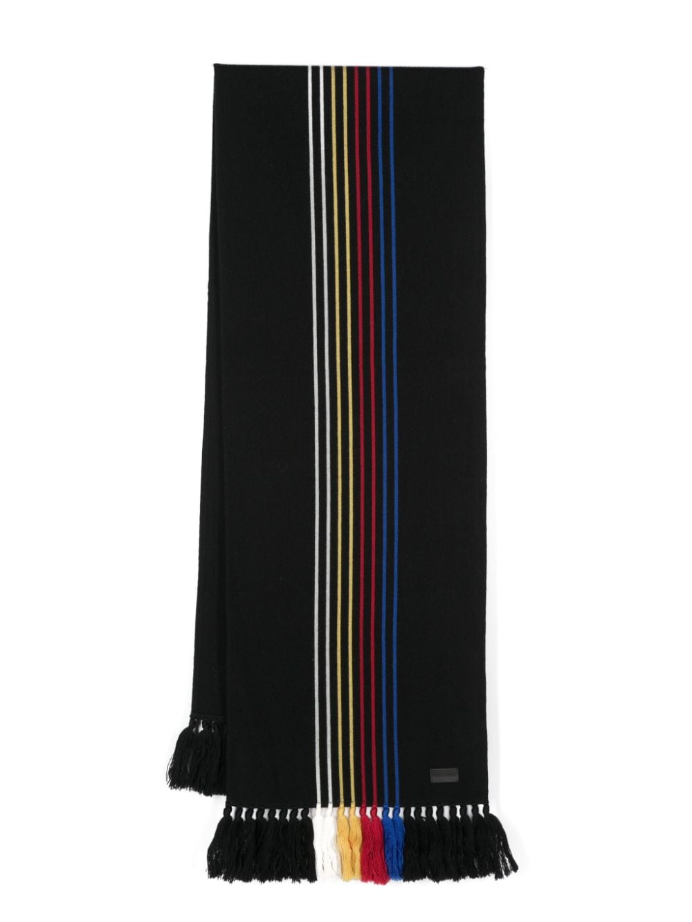 Saint Laurent striped tassel-edge wool scarf - Black