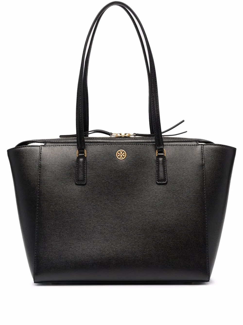 

Tory Burch tote con placa del logo - Negro