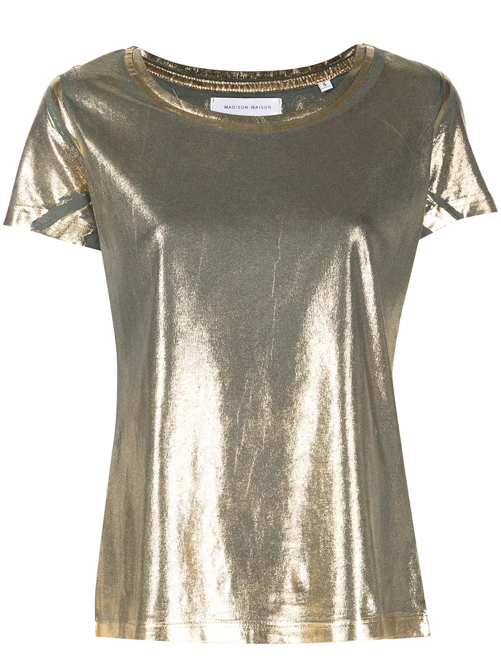 Madison.maison Metallic Lamé T-shirt In Gold