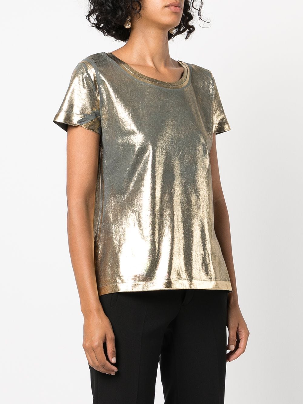 Shop Madison.maison Metallic Lamé T-shirt In Gold