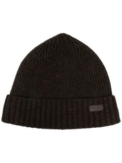 Barbour logo-patch knitted beanie