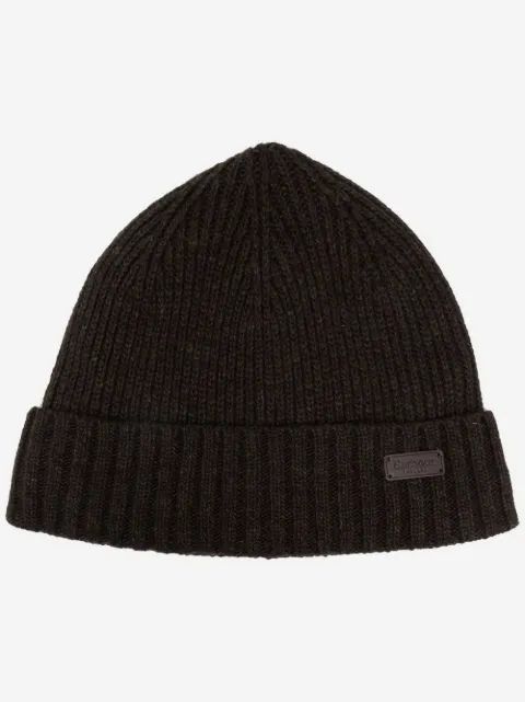 Barbour logo-patch knitted beanie