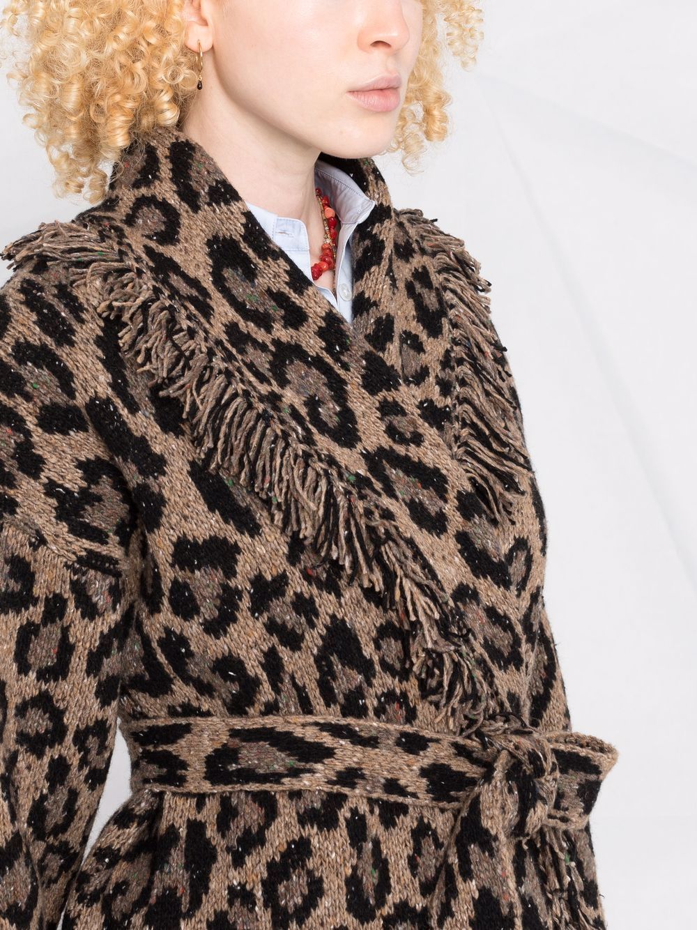 фото Alanui fringed leopard cardigan