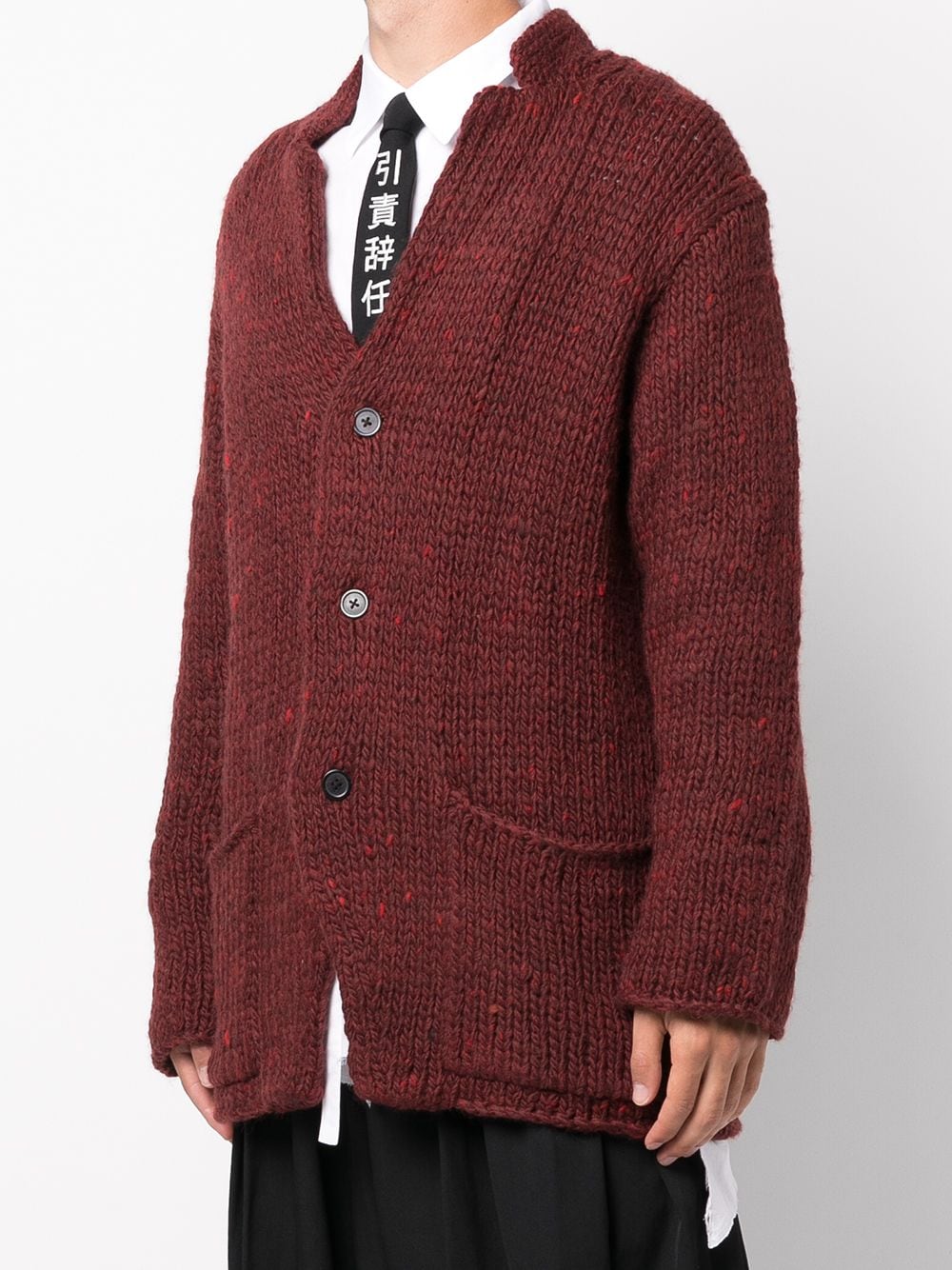 Shop Yohji Yamamoto Buttoned-up Wool Cardigan In Rot