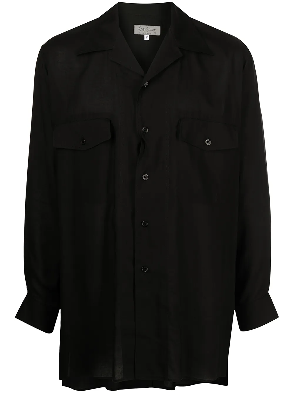 

Yohji Yamamoto camisa con bolsillos y solapa - Negro