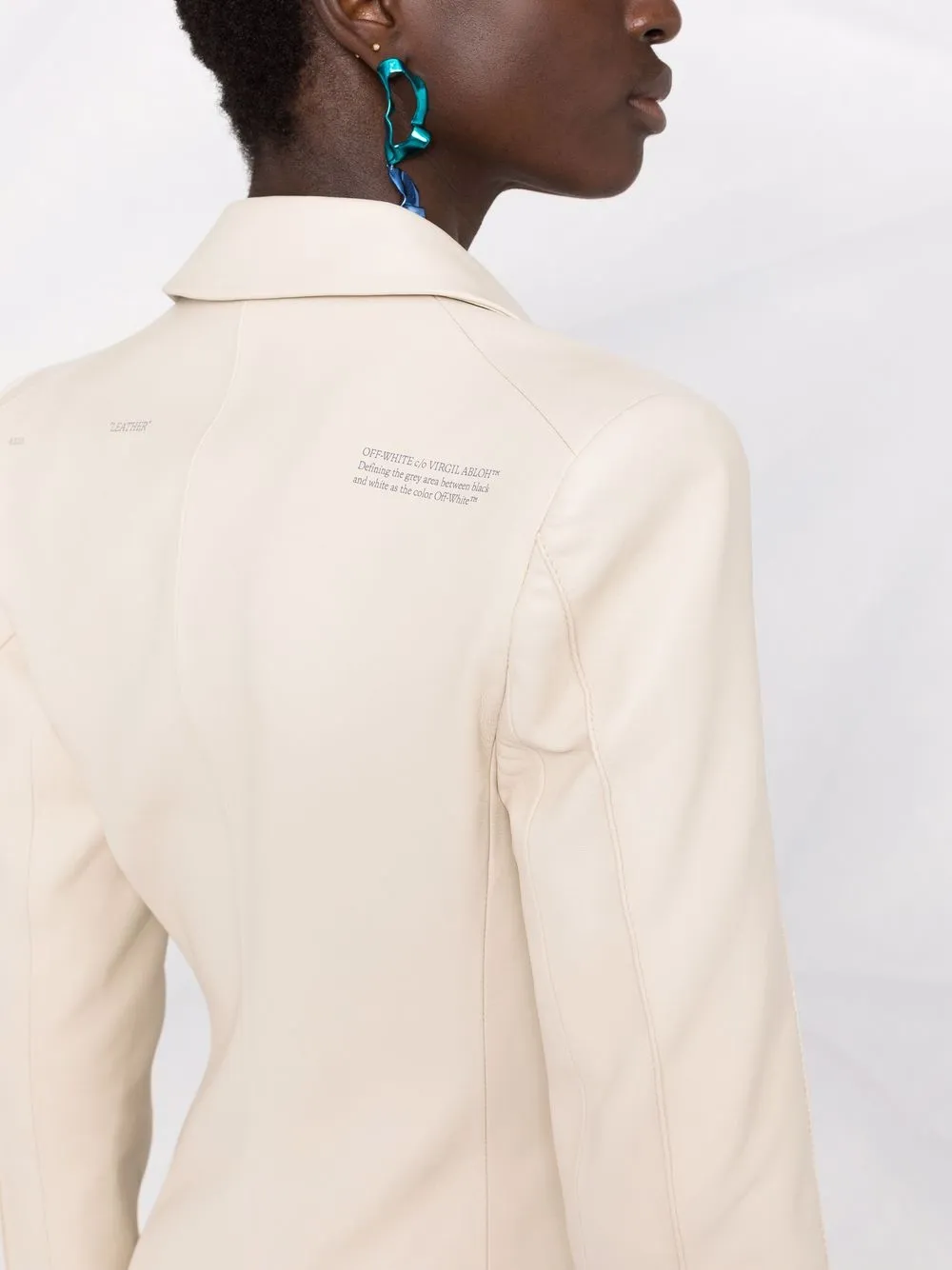  Off-white Logo-print Long-sleeve Blazer - Neutrals 