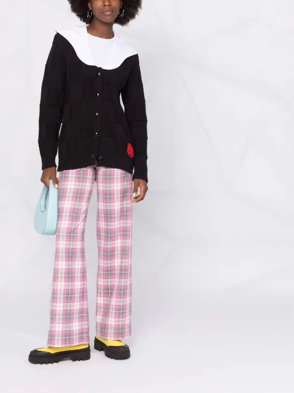 GANNI Smiley poplin-collar Cardigan | Black | FARFETCH ID GANNI Smiley poplin-collar Cardigan | Black | FARFETCH ID