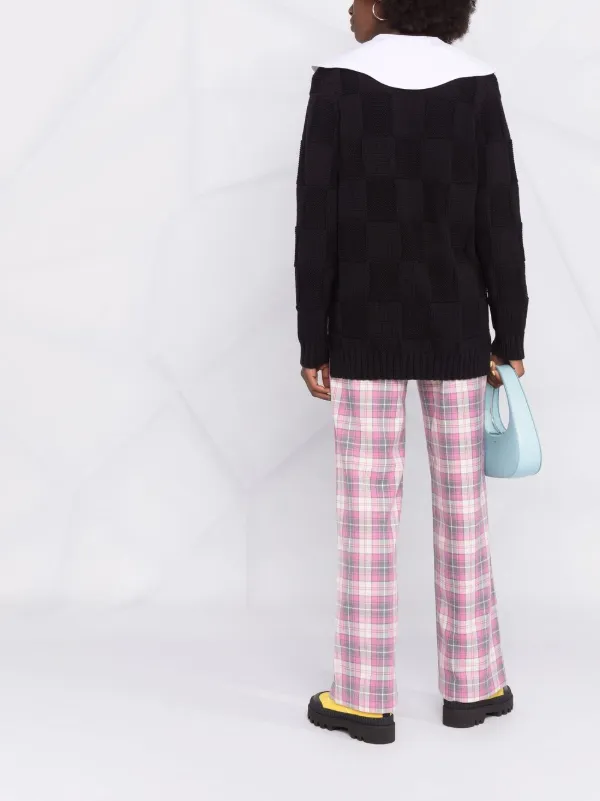 GANNI Smiley poplin-collar Cardigan | Black | FARFETCH ID