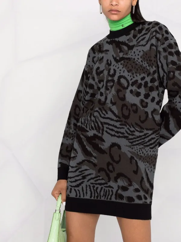 Kenzo animal-pattern wool jumper dress 