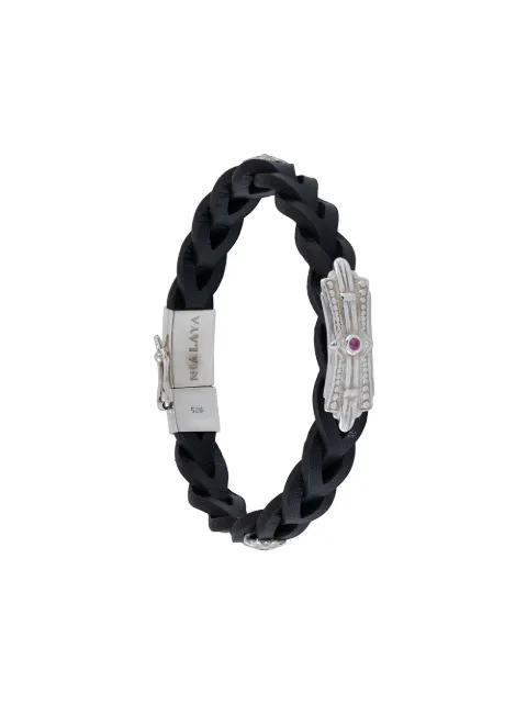 Nialaya Jewelry pulsera de cuero con diseño trenzado