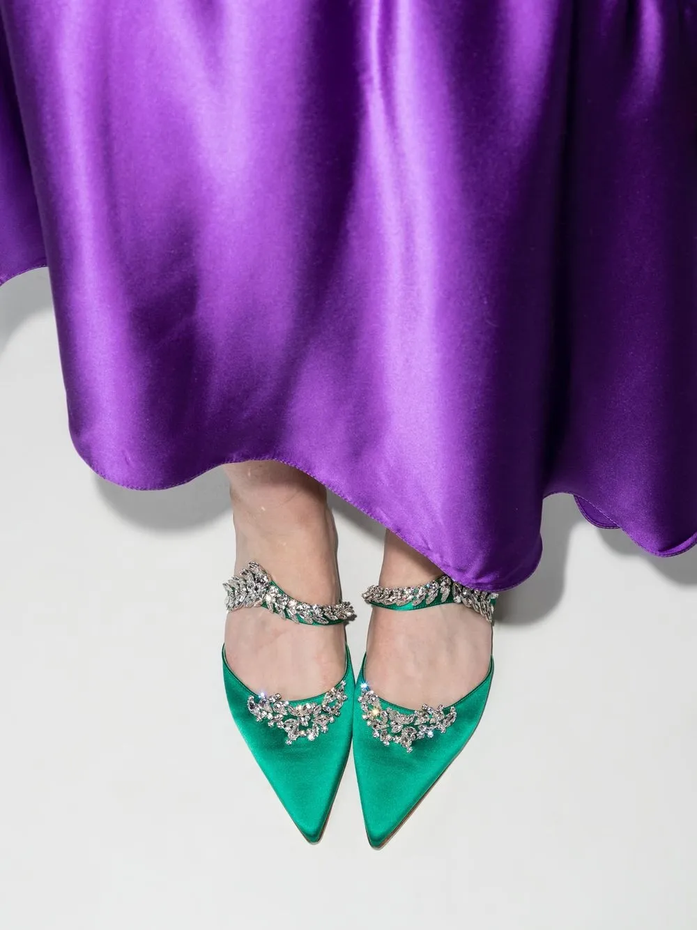 manolo blahnik lurum crystal-embellished mules - green