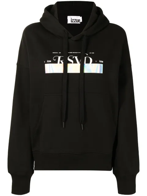 izzue logo印花超大款连帽衫