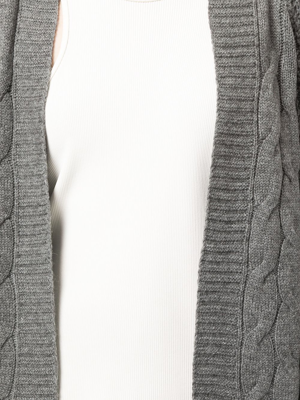 Shop Izaak Azanei Cable-knit Longline Cardigan In Grey