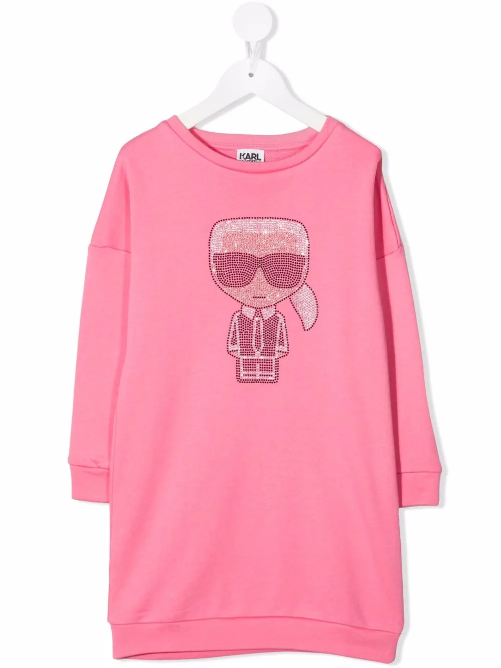 

Karl Lagerfeld Kids vestido estilo playera con logo de strass - Rosado