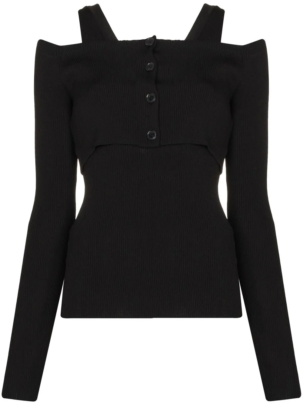

Low Classic top de canalé con hombros descubiertos - Negro