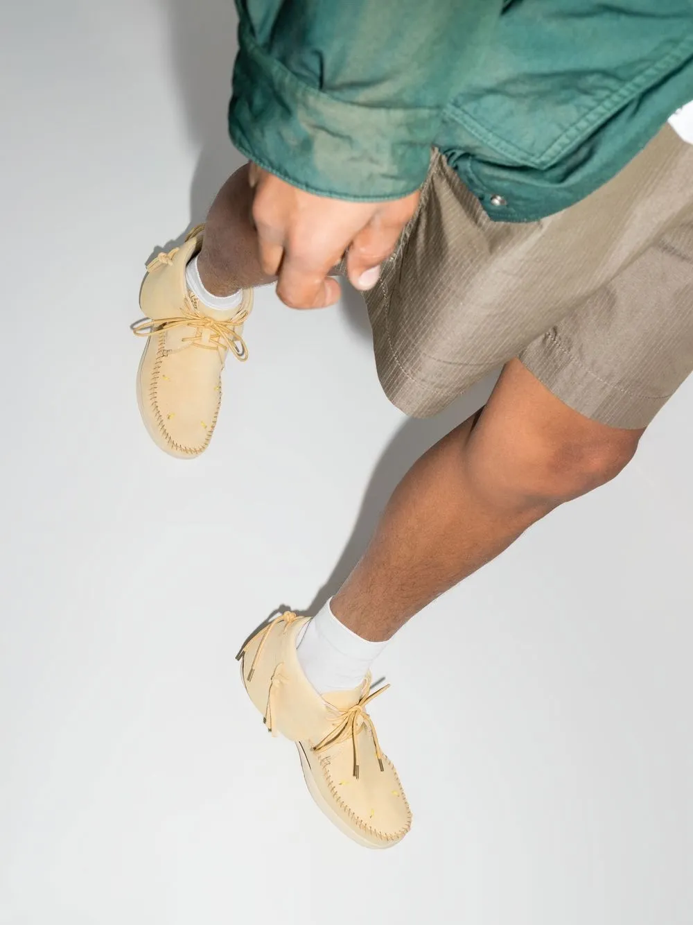 Visvim Knot-detail Lace-up Boots In Gelb