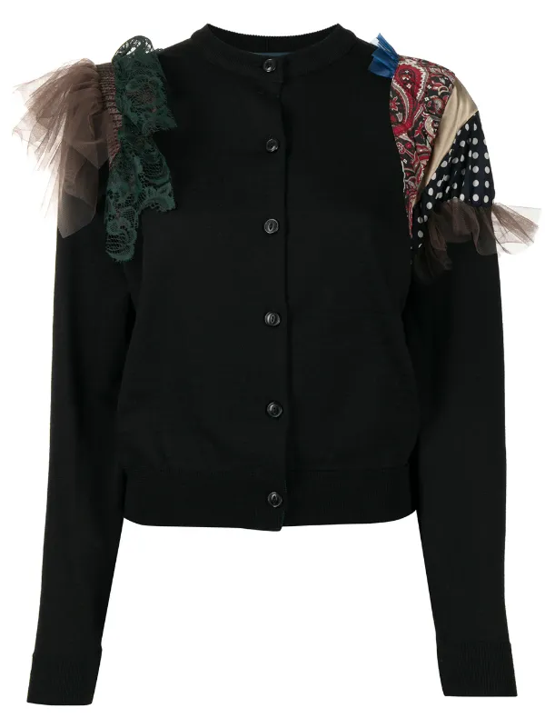 long tulle jacket with floral lace applique