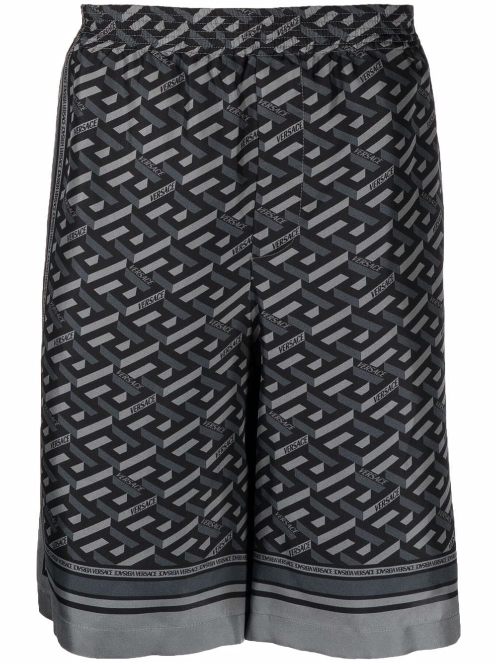 Versace Men's Greca-Print Silk Shorts | Smart Closet