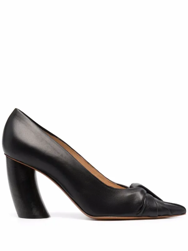pointed toe block heel pumps