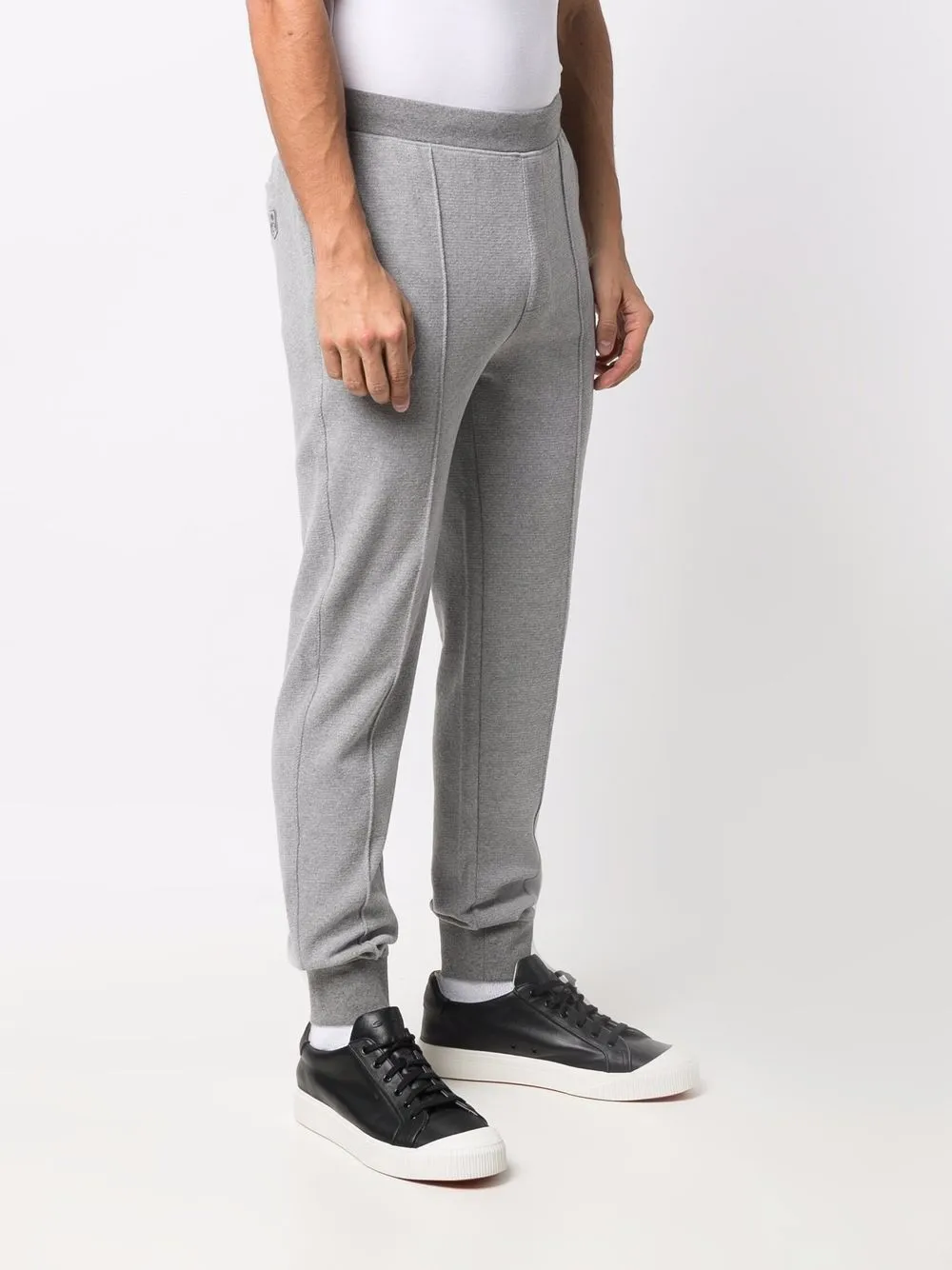 Shop Corneliani Logo-patch Cotton Track Pants In Grau