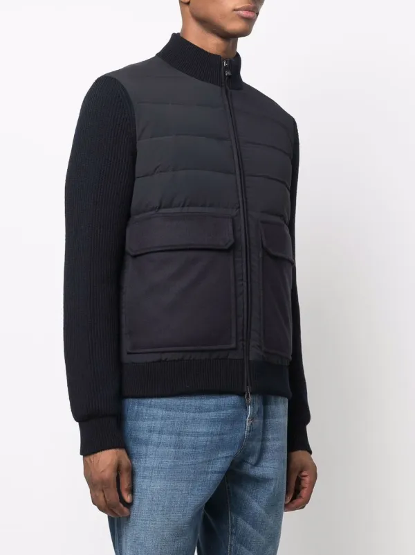 Corneliani Panelled Wool Bomber Jacket - Blue