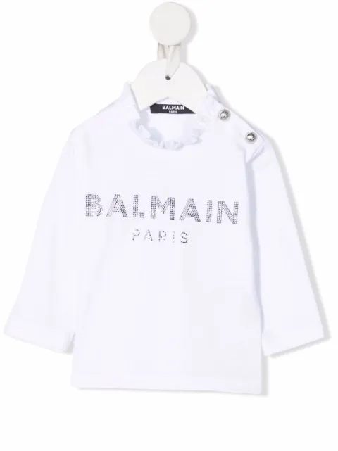 Balmain Kids Camiseta mangas longas com logo